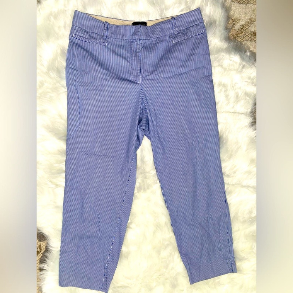 Talbots Navy White Striped Cropped Ankle Pants Women's Size 12